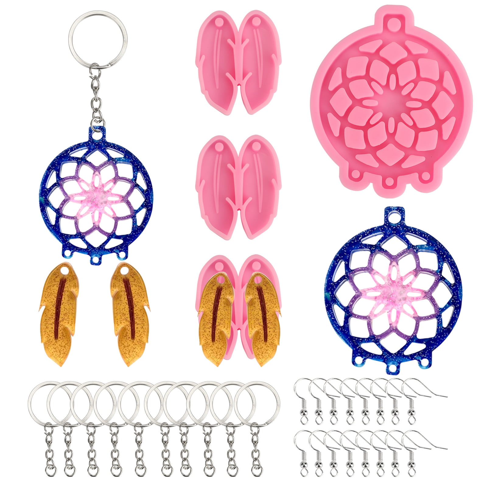 30pcs Keychain Resin Molds, TSV Silicone Epoxy Crafts Pendant Decor Molds  for DIY Christmas Gift